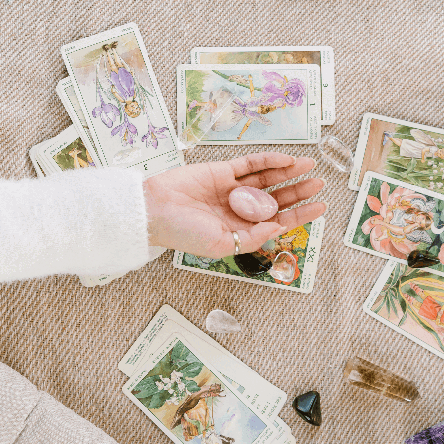 Cleansing tarot cards with crystals